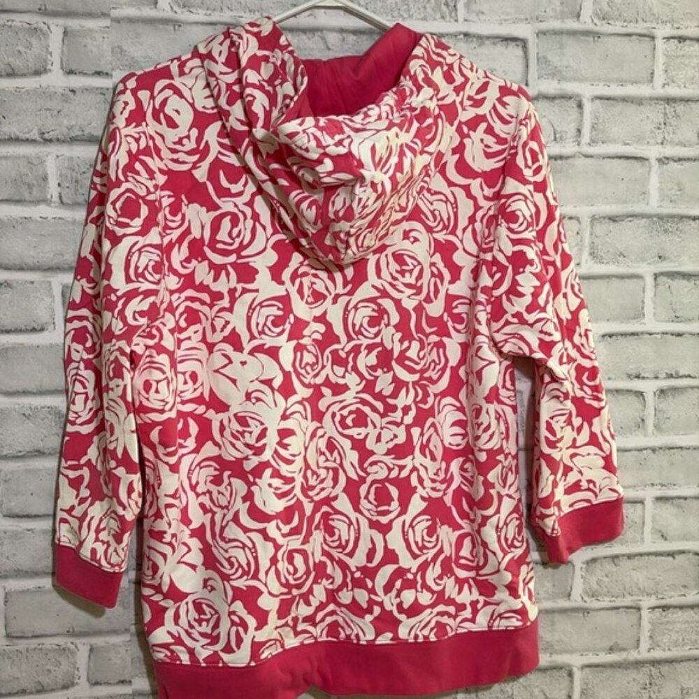 Tommy Hilfiger Womens XL Pink 34 Sleeve HoodieSweat ShirtTop wpocket floral - Picture 4 of 8